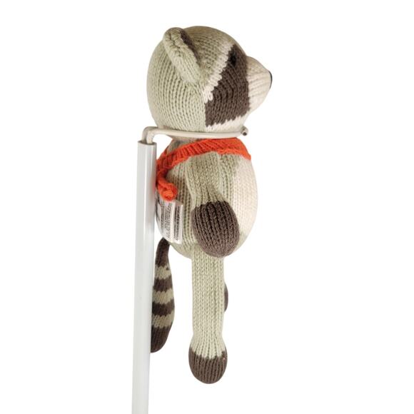 Pottery Barn Modern Baby Raccoon Knit Plush 8" Organic Cotton Stuffed Animal Toy - Picture 5 of 14